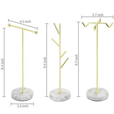 3 Pcs Tabletop Metal Wire Jewelry Stand