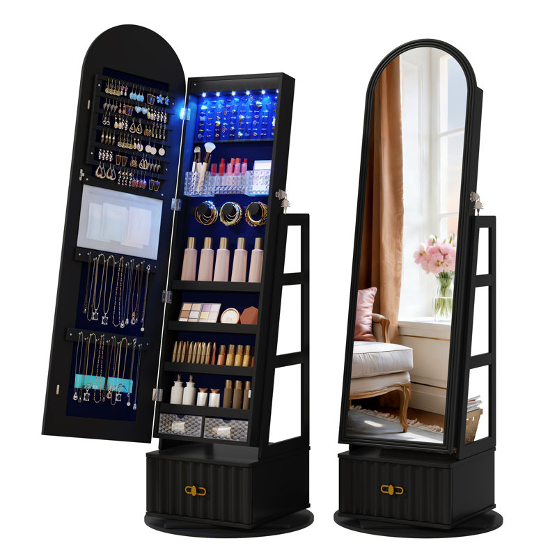 Jewellery Armoire with Mirror, Black