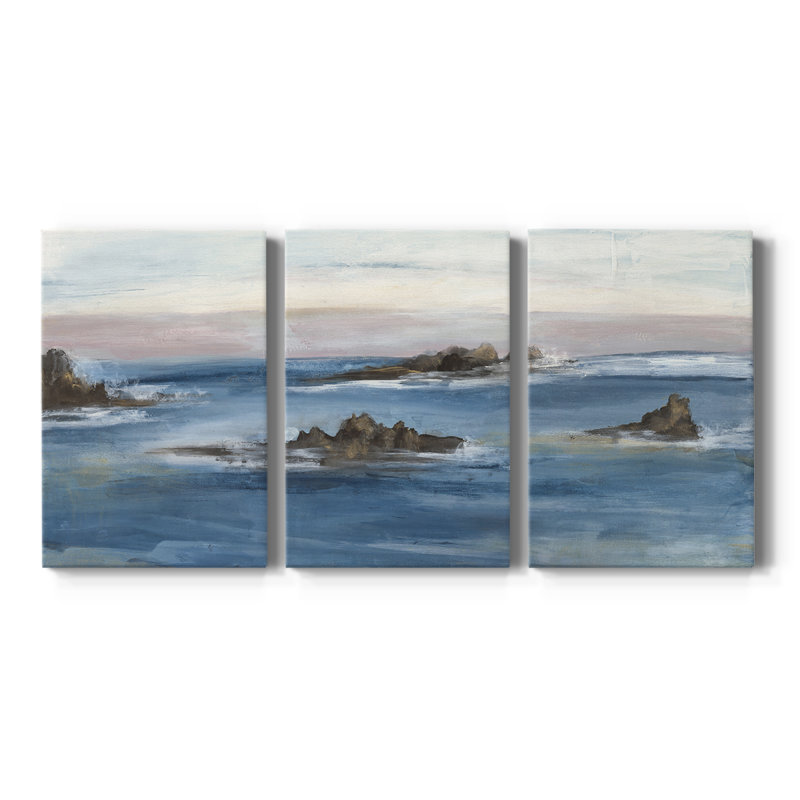 Merging the Ocean I - Toile tendue avec châssis sur mesure - 3 pièces, H 60 po x l 120 po