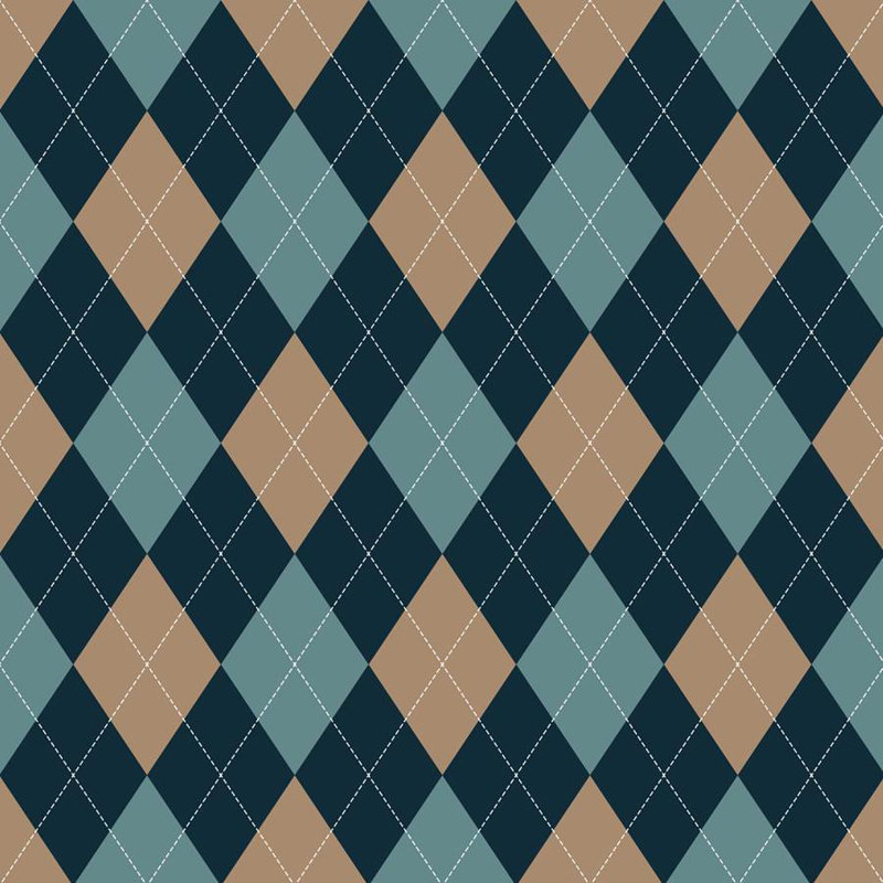Rouleau de papier peint adhésif Ahria, Bleu / beige, L 126 po x l 24 po