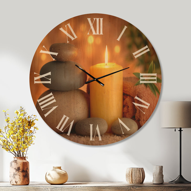 Horloge murale surdimensionnée à imprimé botanique en bois - Cadre de spa élégant et relaxant, Oversized