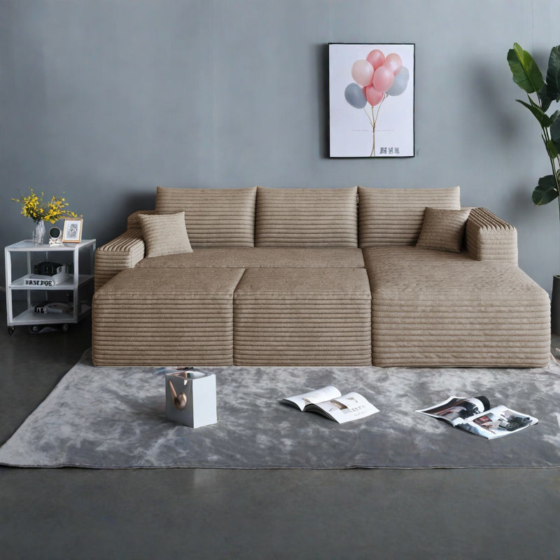 Canapé modulaire en velours côtelé moelleux 95 pouces Compression Cloud