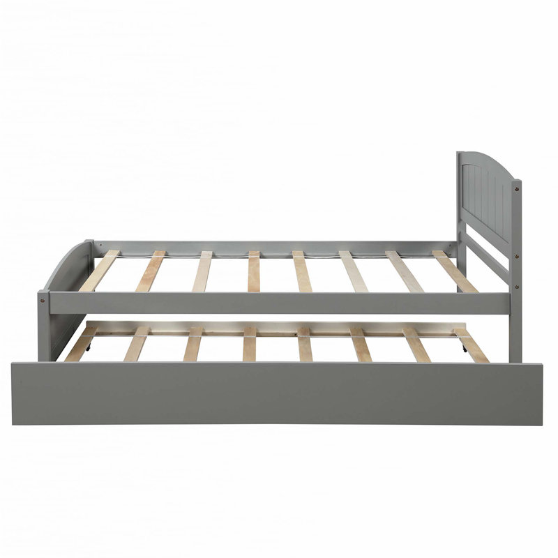 Lit plateforme simple avec lit gigogne, gris