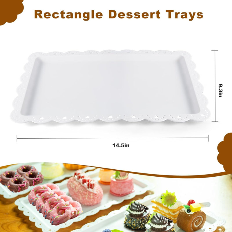 Ensemble de 10 présentoirs de table à dessert, 4 ensembles de 3 supports à petits gâteaux, 6 plateaux de service