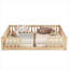 Minimalistic Double Twin Floor Bed Frame With Full Perimeter Guardrails, Solid Pine Construction, Light Natural