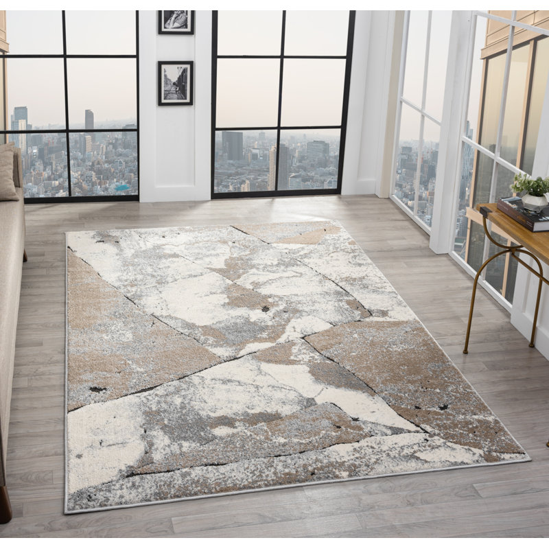 Tapis à motif géométrique abstrait Arneson Collection, Rectangle 7 pi 10 po x 10 pi 10 po
