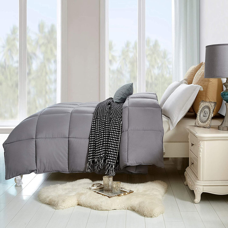 Gray Twin Microfiber All-Season Comforter