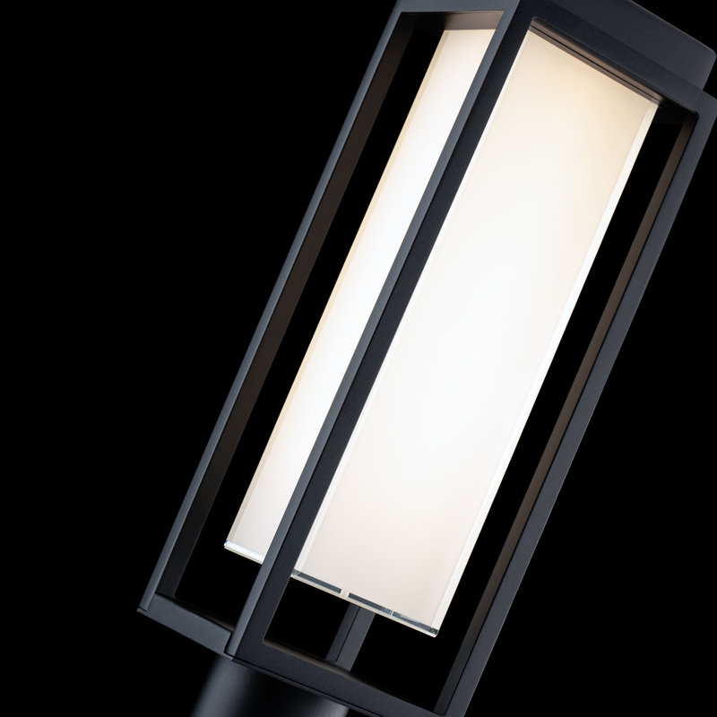 Framed Dimmable LED Outdoor Post Light, 3000K Color Temperature, Black