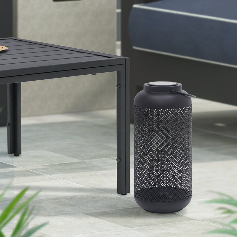 Outdoor Metal Solar Powered Lantern 17"H, Carbon