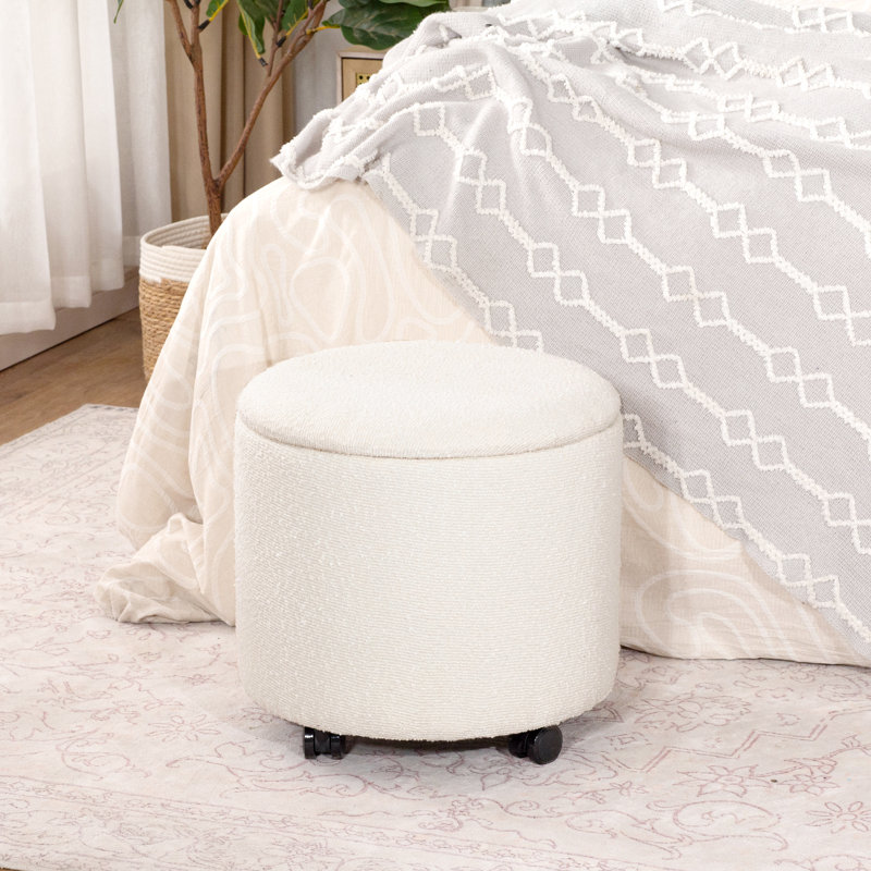 Repose-pieds rond avec rangement et plateau