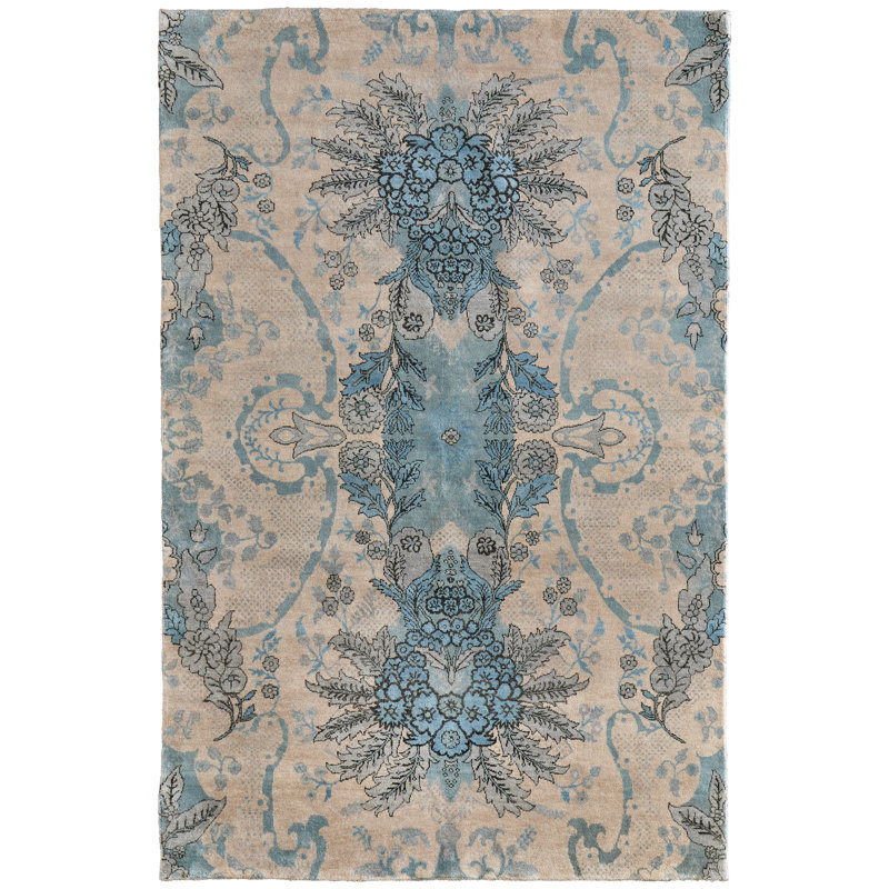 Tapis floral et botanique Vivendi, Beige, Rectangle 5 pi 6 po x 8 pi 6 po