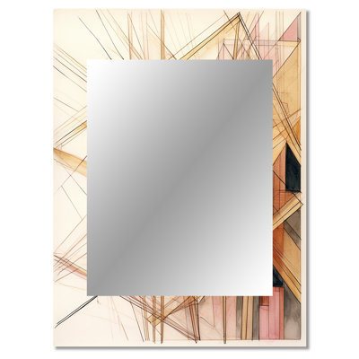Minimalist Gold and Beige - Abstract Shapes Unique Wall Mirror, Gold Mirror, Printed Metal Art