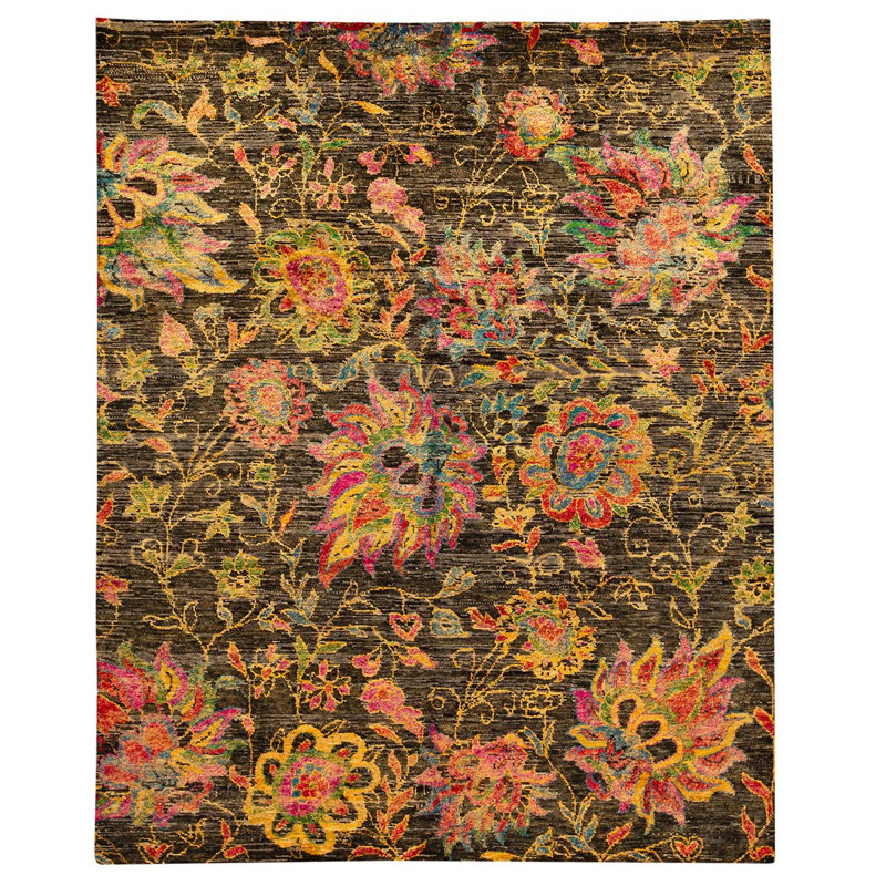 Handmade Silk Floral Area Rug