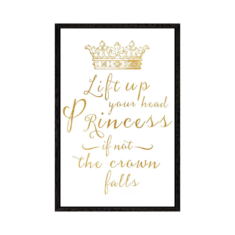 Lift Your Head Princess Crown Gold 1 Piece Wall Art on Canvas, 101.6 cm H x 66.04 cm W, Black Framed Canvas