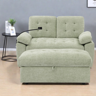 Canapé 2 places réglable avec rangement, structure en bois chenille, style moderne