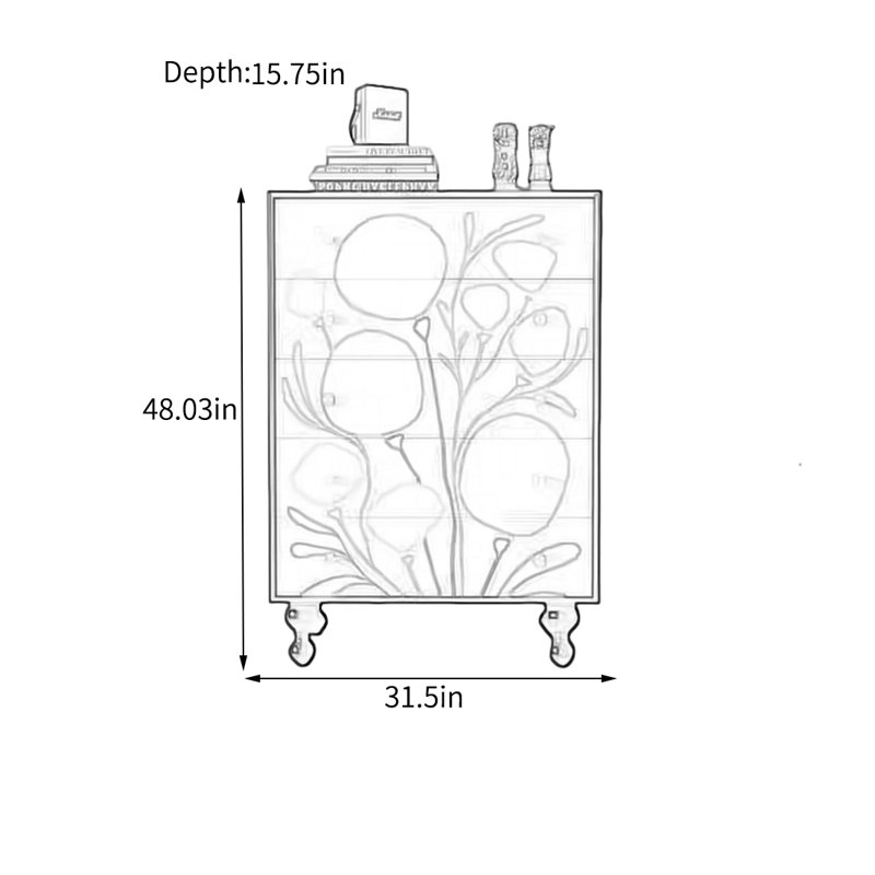 Armoire décorative en bois massif avec poignées en laiton