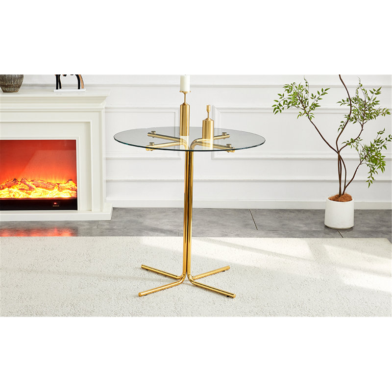 Table haute ronde pour petits espaces et cuisines, Doré