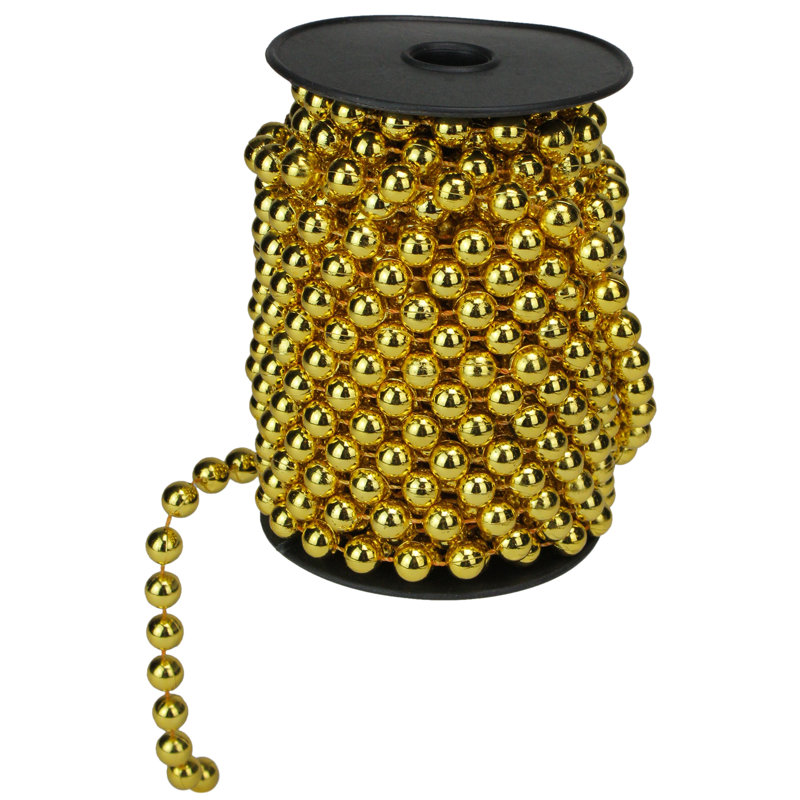 Guirlande de Noël perlée artificielle, H 0,4 po x L 396 po x p 0,4 po, Or
