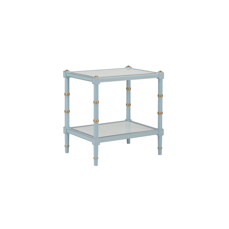 Conner Cane End Table, Light Blue