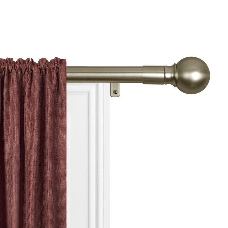 Tringle à rideaux simple pour fenêtre Doak Smart Easy Install, H 4,25 po x l 48 po x P 4,75 po, Laiton antique