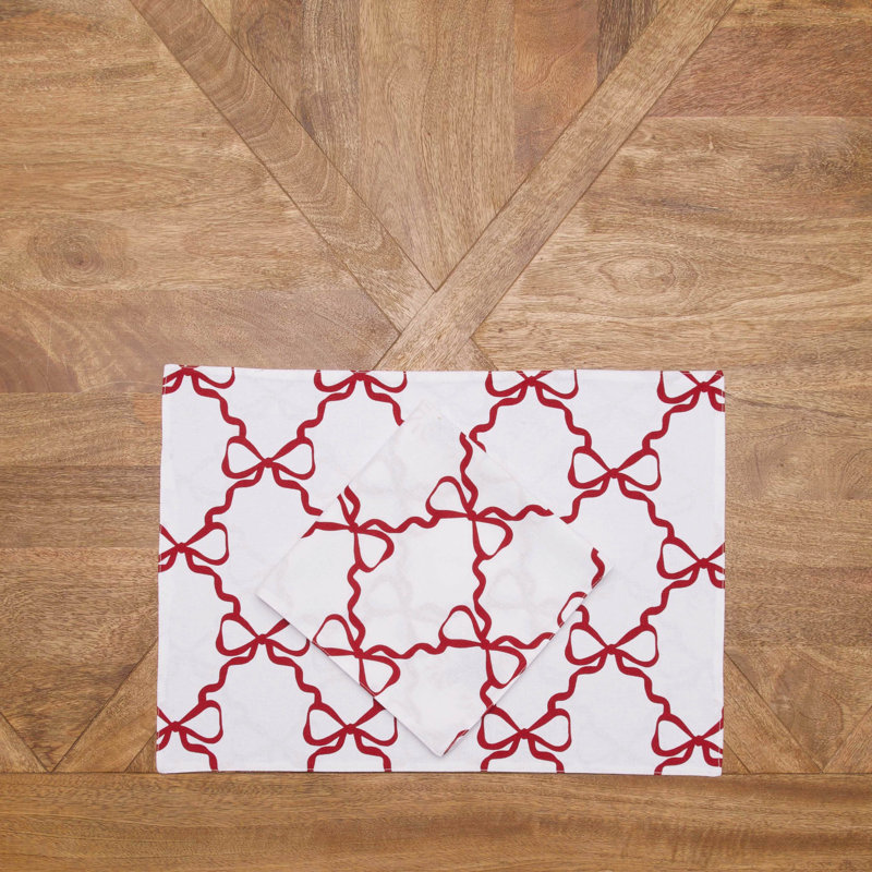 Ensemble de 6 napperons de Noël Candy Cane Bows