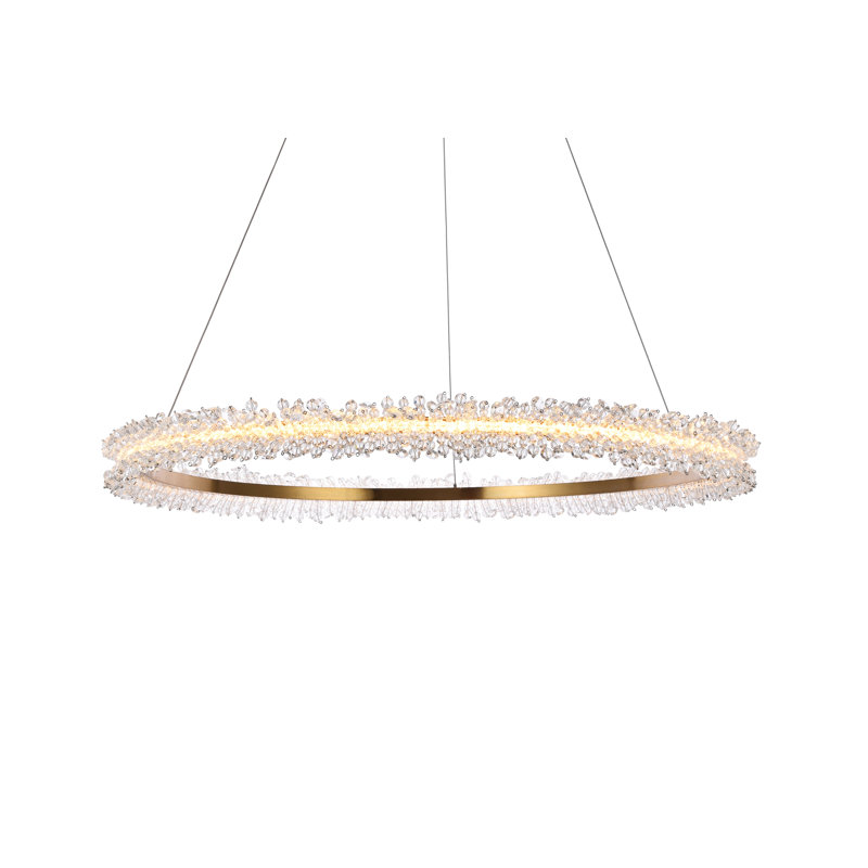 Linke Geometric Pendant with Crystal Accents, Gold, 26 Lights, 60" H x 26" W x 2.8" D