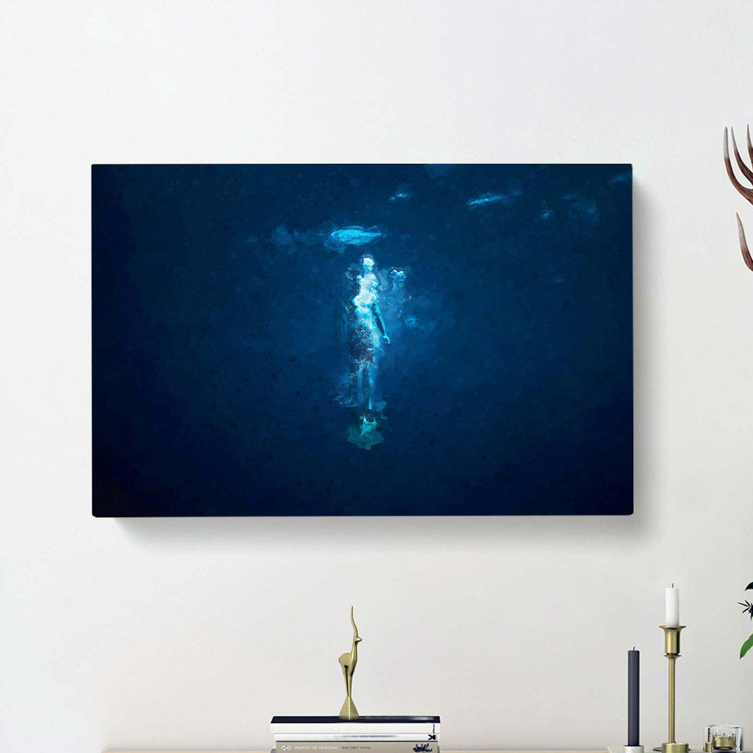 Deep Blue Diving in Abstract - Wrapped Canvas