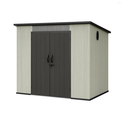 6X8ft Outdoor Resin Storage Shed With Transparent Windows & Louvered Vents, Plastic Tool Shed With Double Lockable Doors & Sloping Roof, Outside Garden Shed For Backyard, Patio, Lawn, Gray
