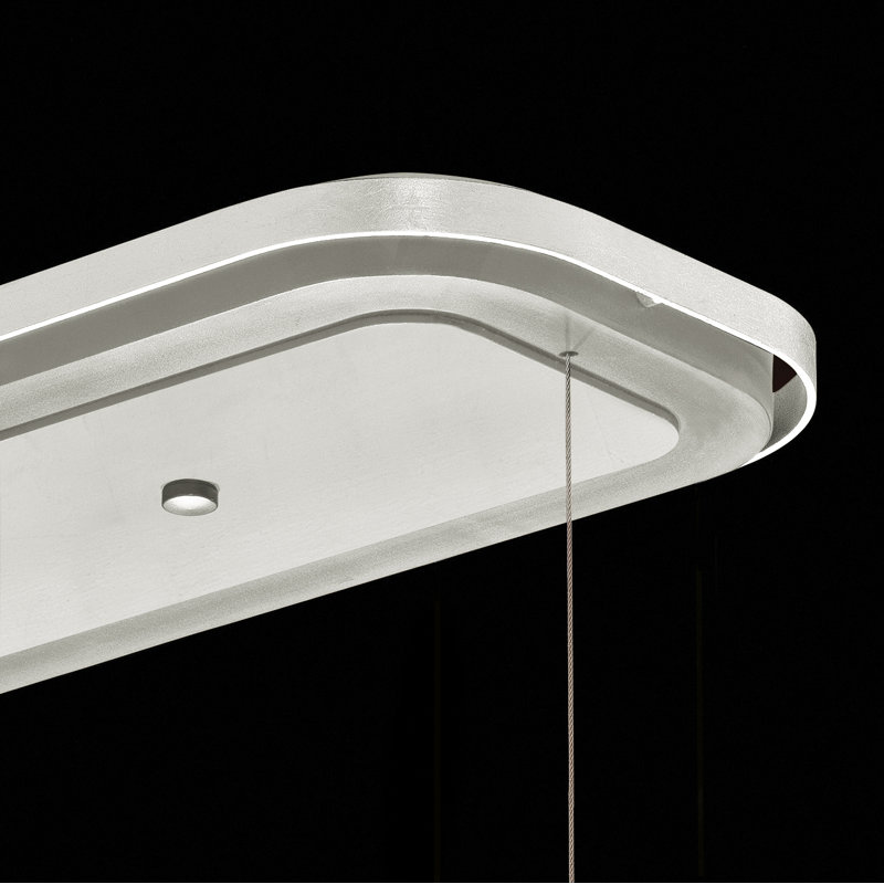 Luminaire suspendu linéaire à 4 lumières pour îlot de cuisine Bond Bond, Blanc, Argent