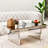 Rectangular Mirror Coffee Table With Fluted Tempered Glass, Modern Sofa Side Table