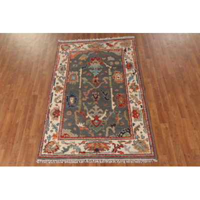 Tapis oriental fait à la main gris Oushak 4 x 6