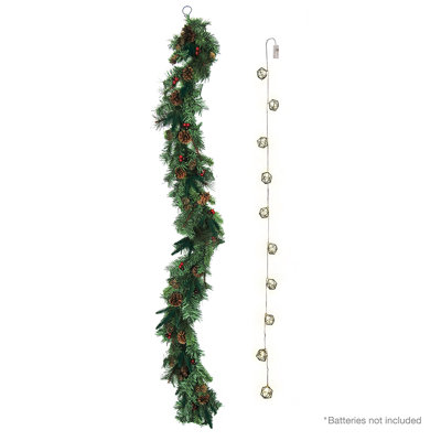 Ensemble de guirlandes de Noël 72 "avec baies de pin