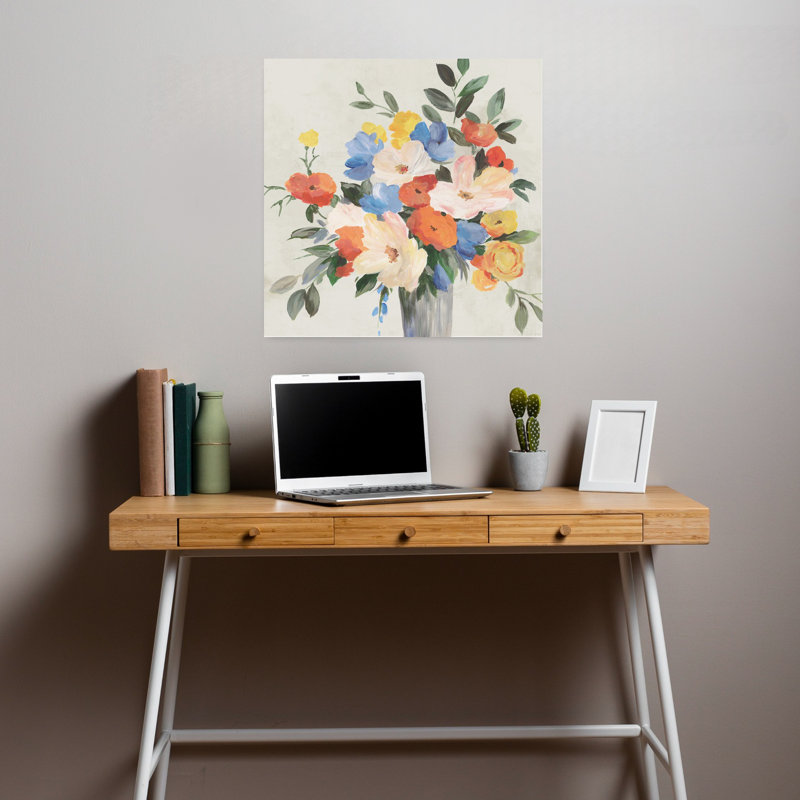 Spring In Blossom Colourful Organic Vibrant Nature Flower Art, 18" H x 18" W