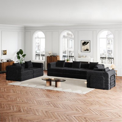 6-Seater Convertible Sofa Bed, Chenille Sofa, Equipped With Side Storage Pockets, Folding Sofa Bed, Suitable For Living Rooms, Bedrooms, And Studies, Carpeted Sofa.
