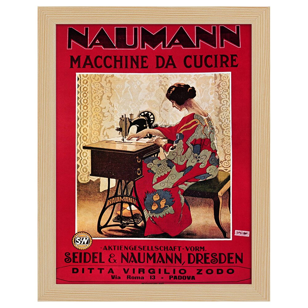 Leinwandbild Vintage Advertising Poster Naumann Sewing Machines