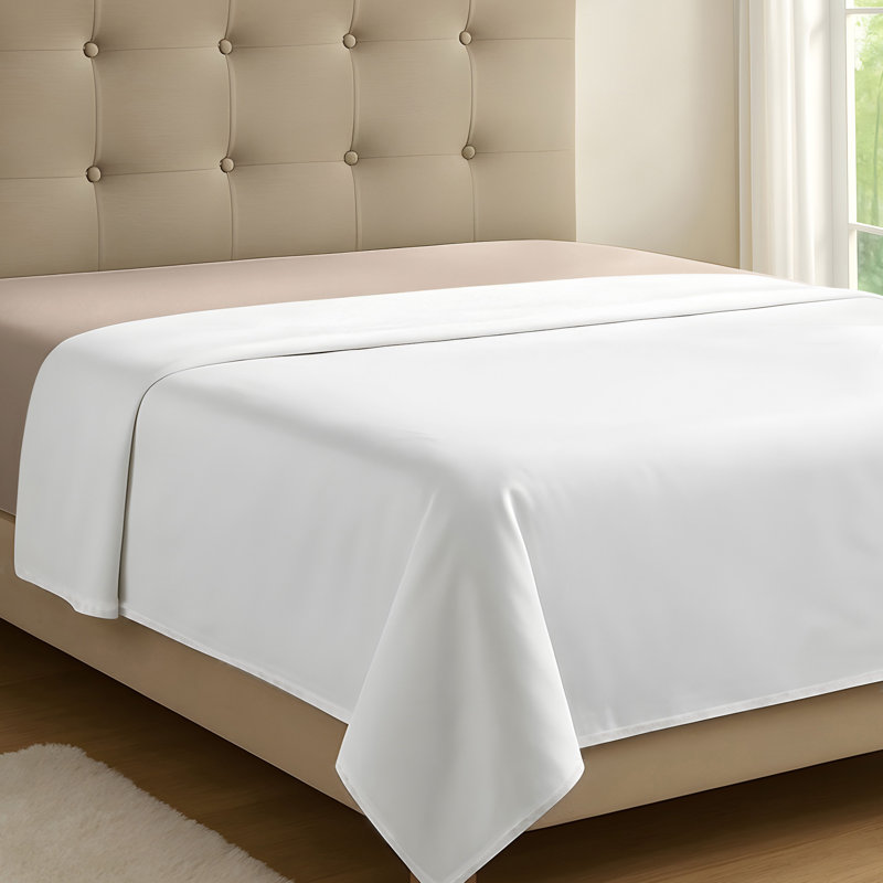 100% Organic Viscose From Bamboo Flat Sheet Only, 300 Thread Count, Extra Wide, Cooling & Breathable, Double Stitching, Bedding Sheet - Gift-Ready Packaging (White)