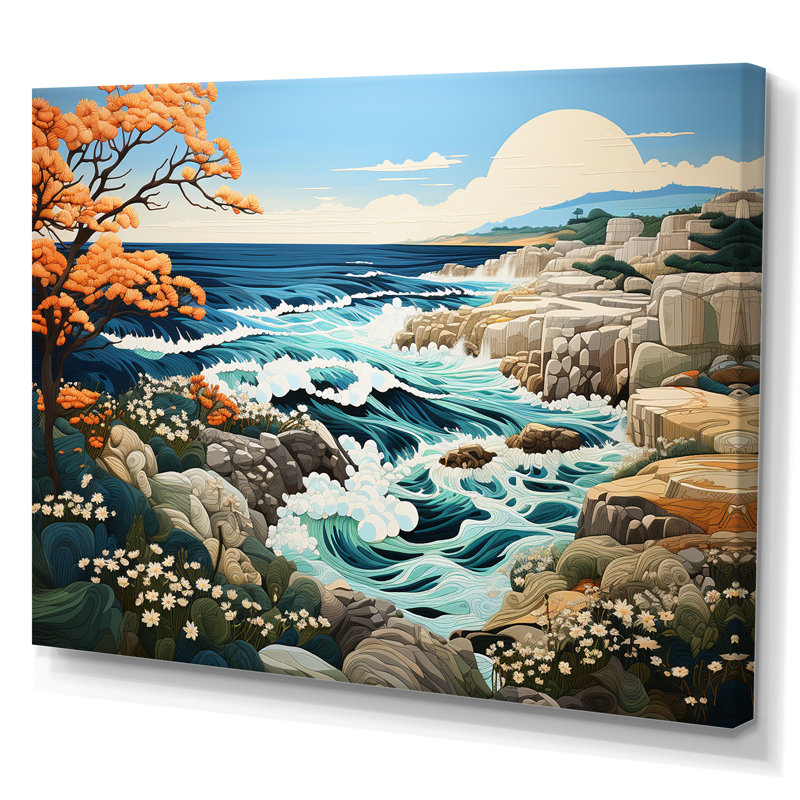Paysage de plage sauvage III sur toile, Toile tendue, H 34 po x l 44 po x P 1,5 po