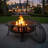 40" Round Wood-Burning Black Finish Steel Diamond Weave Fire Pit Table with Screen