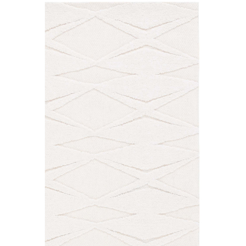 Tapis ivoire en laine / coton touffeté à la main Elphia, Rectangle 8 pi x 10 pi