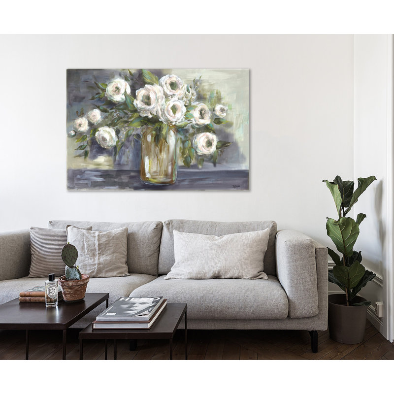 «Blooms In Mason Jar XIII», toile tendue par Winston Porter, H 10 po x l 15 po x P 1,5 po