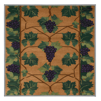 Tapis botanique brun lavable à la machine