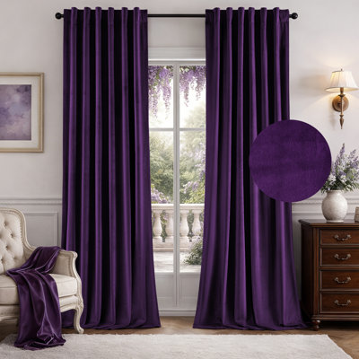  100% Blackout Velvet Curtains, Thermal Insulated Noise Reduction Window Panels with Rod Pocket & Back Tab