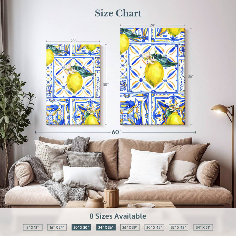 Carreaux à motif citron Yarlin, H 36 po x l 24 po