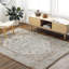 Tapis rectangulaire brun clair en polyester / polypropylène tissé à la machine Frenda-974344362