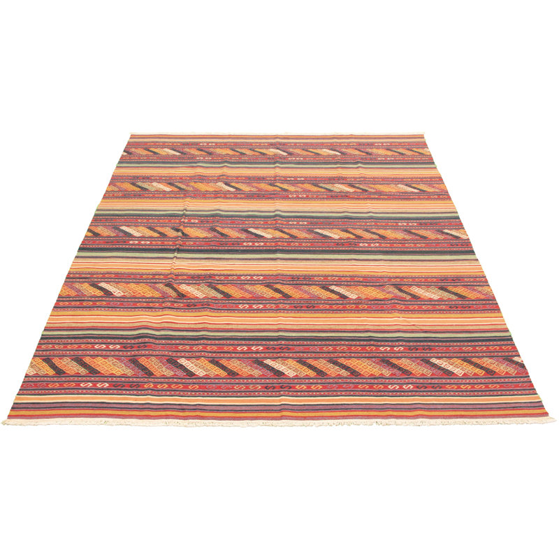 Tapis de zone en laine rouge 8 pi 2 po x 10 pi en laine noué la à la main one-of-kind-new age bohémien
