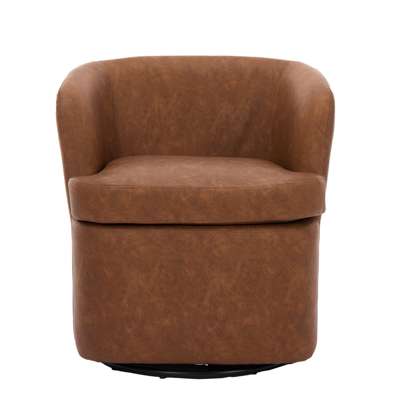 Faux Leather Swivel Dining Chair, Brown