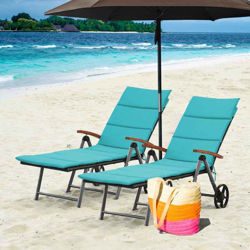 Scanlan Outdoor Wicker Chaise Lounge , Cushion Included