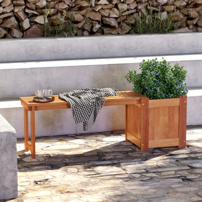 Bench with Planter Box 2 in 1 Wooden Flower Box Kit with Seat