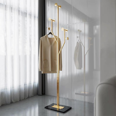 Portemanteau doré, portemanteau robuste autoportant avec base en marbre, portemanteau en métal pour chambre à coucher, entrée, porte-manteau moderne pour manteaux, chapeaux, sacs