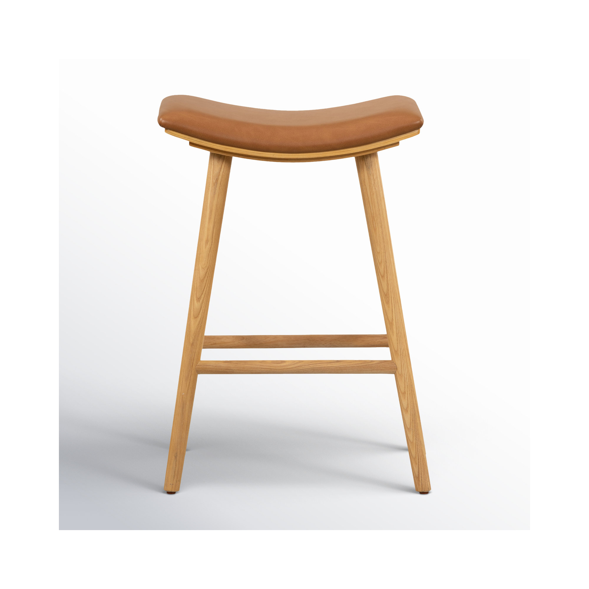 Schaeffer Solid Wood Stool, Faux Leather - Sierra Butterscotch/Smoked Natural, Counter Stool (26" Seat Height)